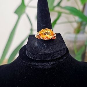 Pineapple cut chocolate zircon with white diamonds in 14k